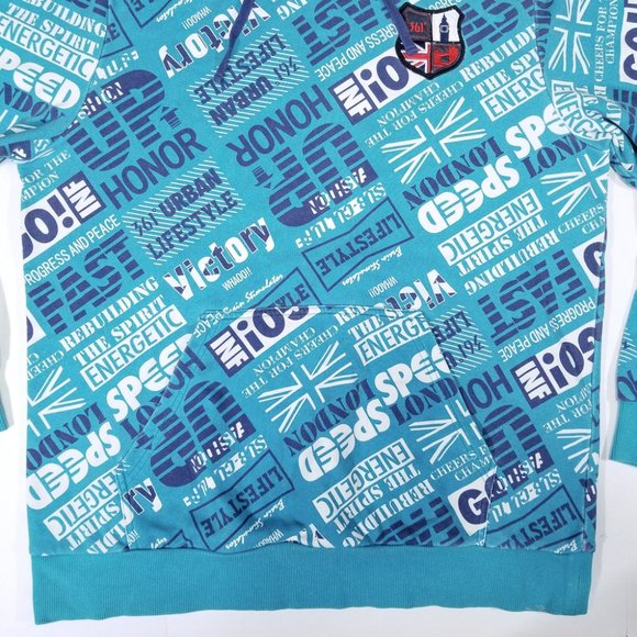 361˚ USA Blue Turquoise All-over Print Hoodie - Picture 2 of 12